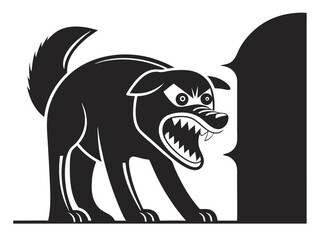 Angry dog cartoon illustration with transparency suitable for various design applications