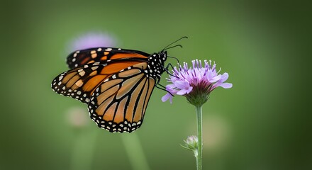 Obraz premium Monarch butterfly feeding on wildflower – macro shot