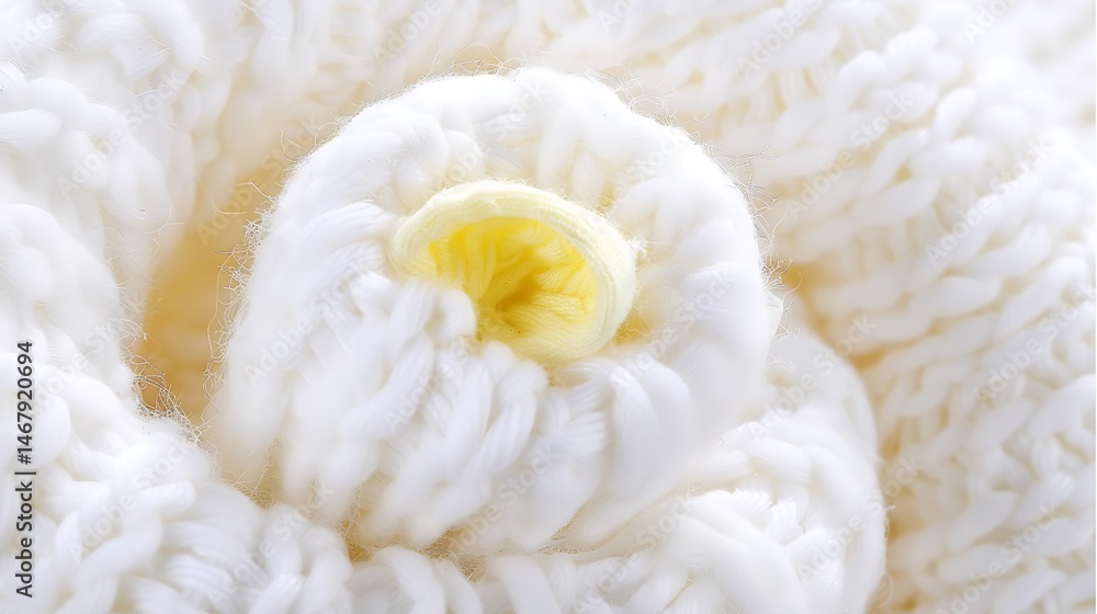 Poster close-up of soft knitted fabric with yellow center creating a cozy and inviting look