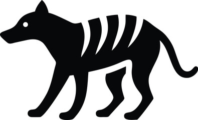 Obraz premium Black silhouette vector design of the thylacine tasmanian tiger predator shape