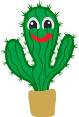 Cartoon Illustration of a Smiling Face Cactus