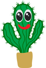 Cartoon Illustration of a Smiling Face Cactus