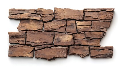 Obraz premium Cracked Brown Brick Wall, Isolated on White Background