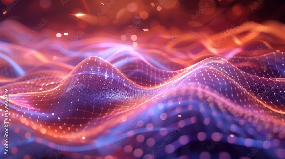 Poster abstract vivid energy wave express and emphasize digital signal. seamless texture of vividness curve