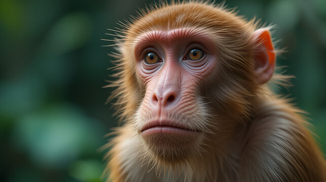 Close-up image of a Proboscis monkey in Borneo, Malaysia