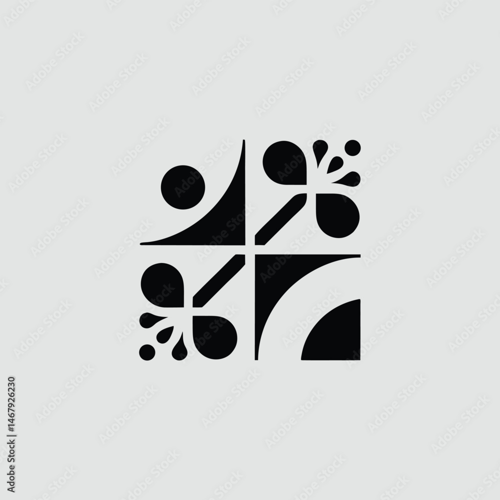 Poster Geometric abstract composition in black with transparency for various creative projects