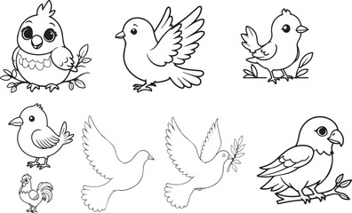 bird coloring page, cartoon bird, cute bird line art, bird clipart, outline bird drawing, flying bird, bird on branch, doodle bird, bird illustration, bird vector, bird for kids, black and white bird,