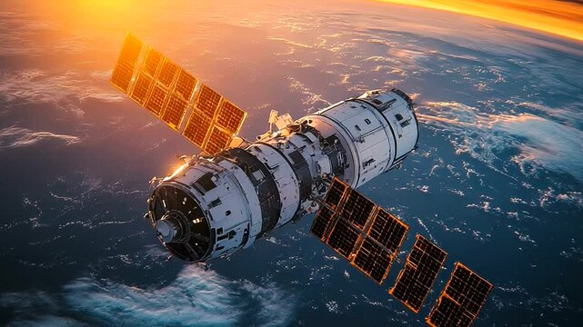 Orbital outpost ascends through ethereal skies