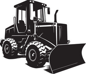 Naklejka premium excavator Skid Steer Loader Silhouette Vector Compact Construction Machine Icon new unique 2025 trendy 