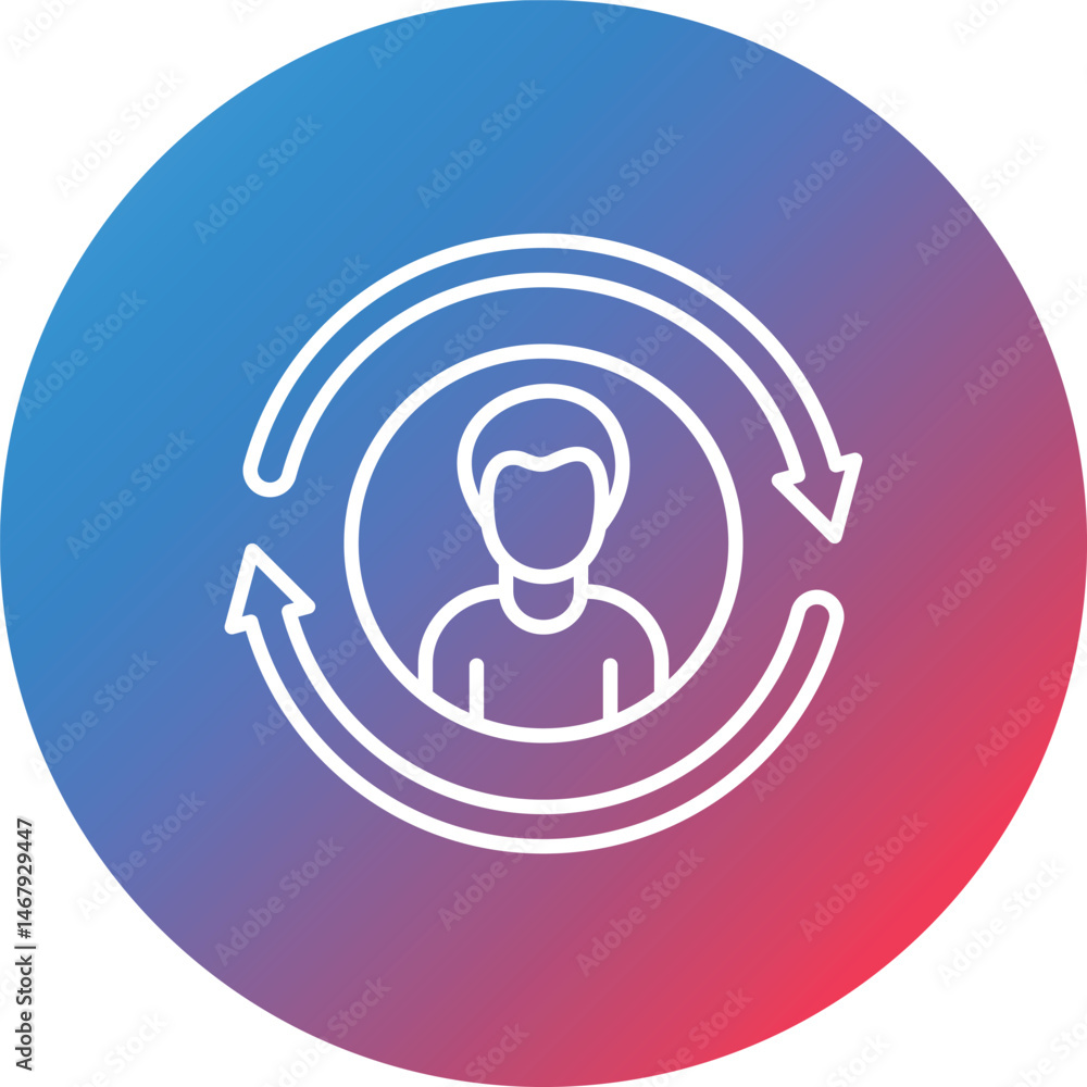 Poster returning visitor line gradient circle background icon