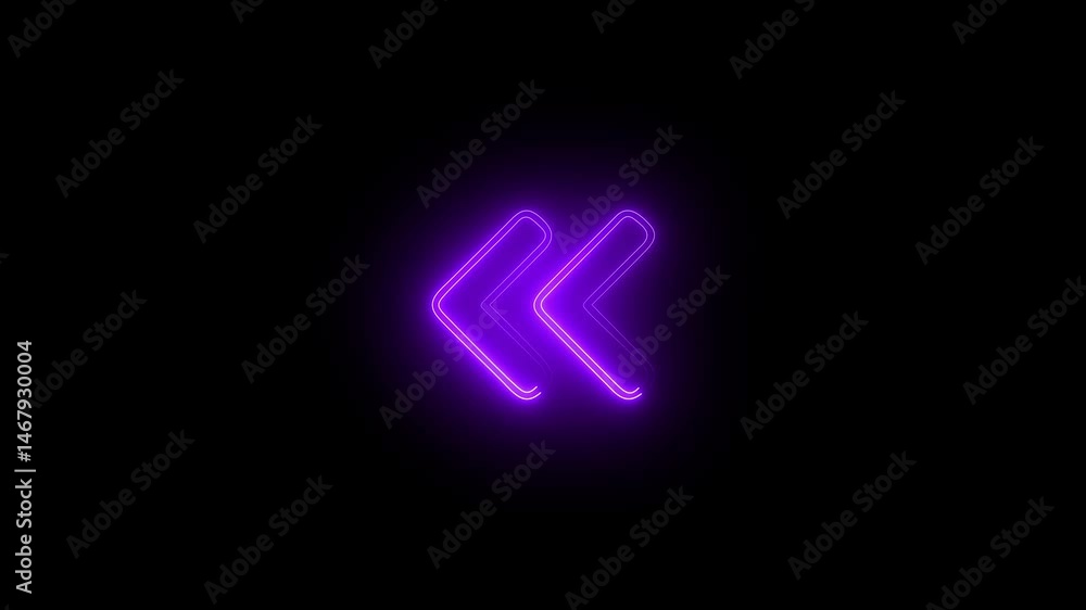 Poster glowing neon purple color left side arrow direction concept animation. animated arrows for the overl