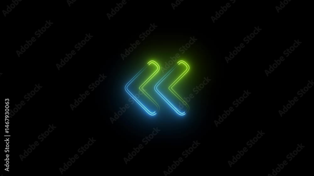 Poster abstract beautiful neon left color side directional arrow icon animation, animated arrow icon pointi
