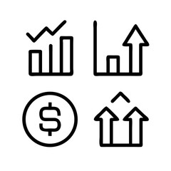 Increase and Decrease icon set. Growth, Upward Trend, Increase and Decrease, Profit Rise, Bar Chart Up, Sales Increase and Progress
