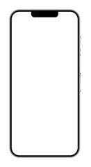 Smartphone illustration with empty screen. Blank mobile device template without background. Perfect for UI mockups, presentations, and design placeholders.