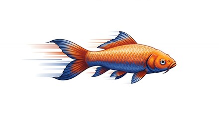 Orange and blue fish illustration in motion