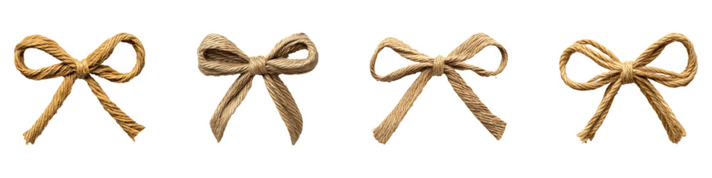 Set, group, collection of Bow twine isolated on a transparent background.