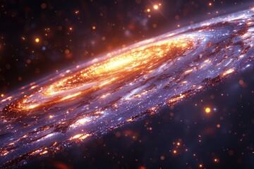 Naklejka premium A vibrant galaxy spirals through the vast and endless cosmic expanse