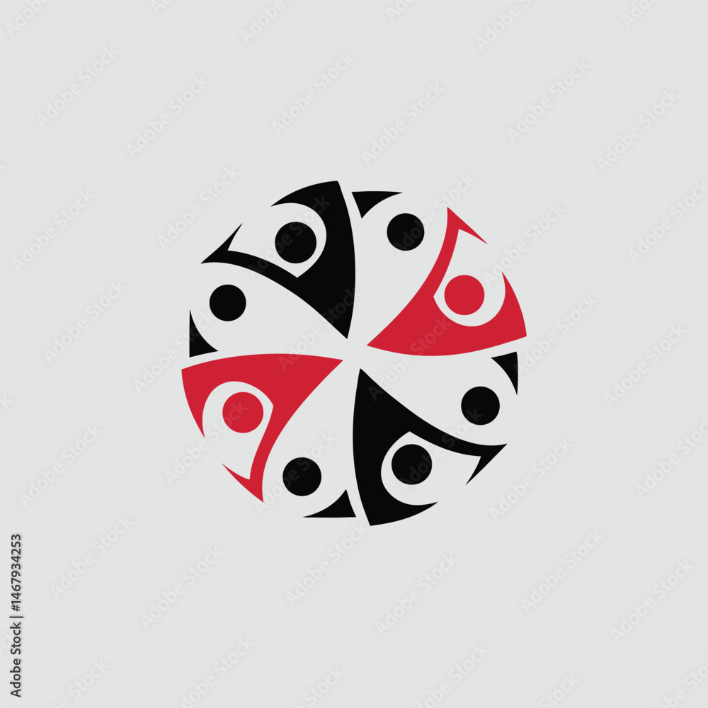 Poster abstract symbol of teamwork collaboration unity and cooperation on white background