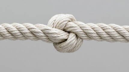 Taut rope stretches between two opposing sides, fibers straining, knots bulging, as if invisible forces engage in intense, silent tug-of-war struggle.