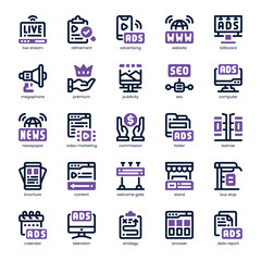 Campaign Icon pack for your website, mobile, presentation, and logo design. Campaign Icon dual tone design. Vector graphics illustration and editable stroke.
