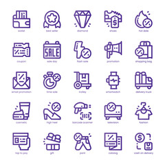 Flash Sale Icon pack for your website, mobile, presentation, and logo design. Flash Sale Icon line basic color design. Vector graphics illustration and editable stroke.