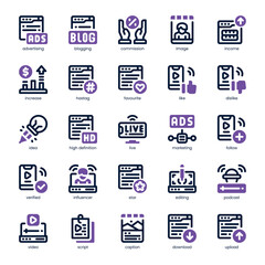 Influencer Icon pack for your website, mobile, presentation, and logo design. Influencer Icon dual tone design. Vector graphics illustration and editable stroke.