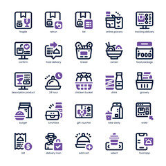 Online Order Icon pack for your website, mobile, presentation, and logo design. Online Order Icon dual tone design. Vector graphics illustration and editable stroke.