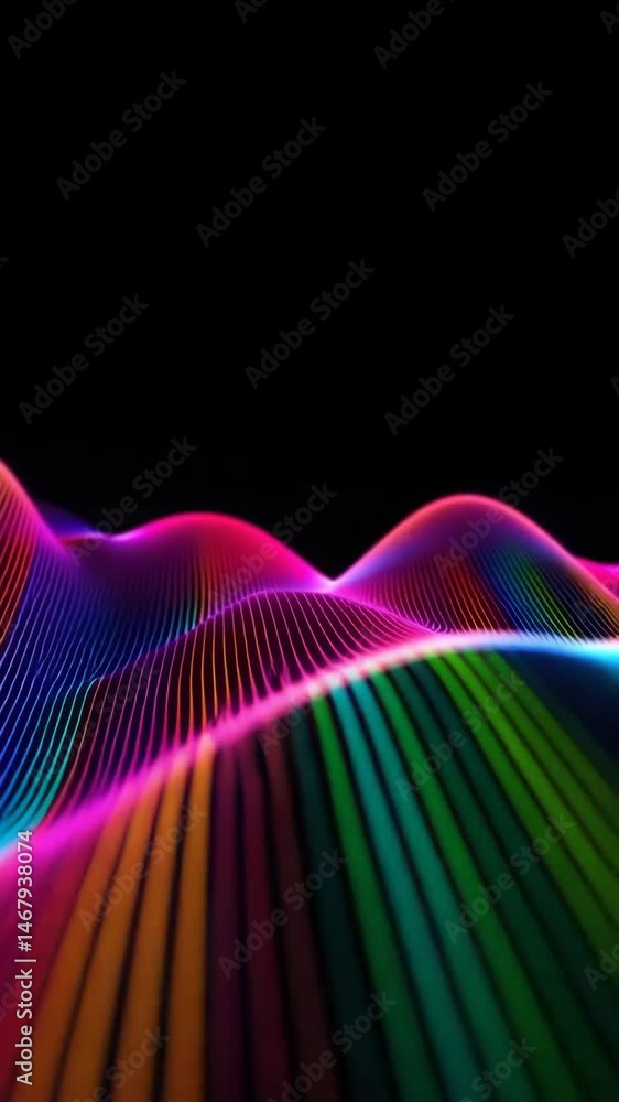 Aufkleber rainbow waves psychedelic rainbow lines video slow wave motion of bright planes made of lines on bla