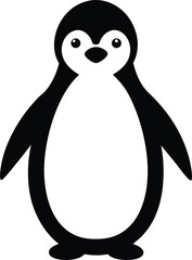 Fototapeta premium Black and White Penguin Illustration, Cute Bird Icon, Isolated Vector Graphic