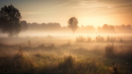 Misty Sunrise Meadow