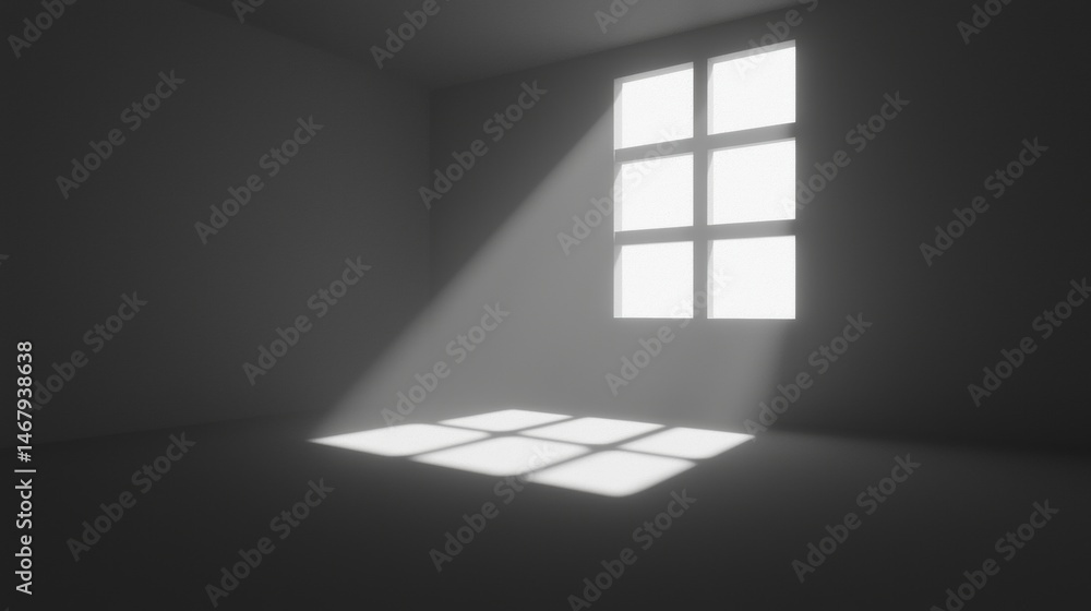 Poster a room with a window and a light source.