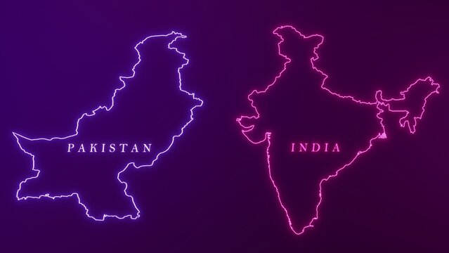 India vs  pakistan map outline