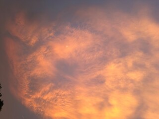 Sunset Symphony: A Fiery Sky at Dusk in evening 