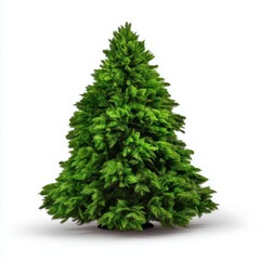 A Lush Green Christmas Tree Isolated on White Background Perfect for Holiday Decorations and Festive Designs