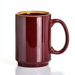 Elegant Maroon Ceramic Coffee Mug with a Golden Interior Rim Perfect for Hot Beverages