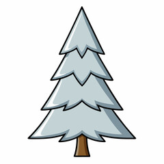 Snowy Pine Tree Illustration: A stylized illustration of a snow-covered pine tree, perfect for winter-themed designs and projects.  The tree's simple.