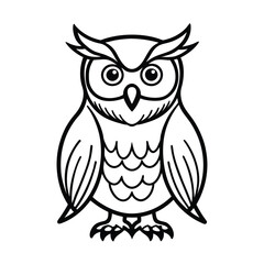 a owl line art vector art silhouette