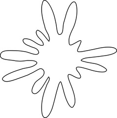 Ink drip shaped with a curved tail and hollow droplet contour indicating vertical movement.