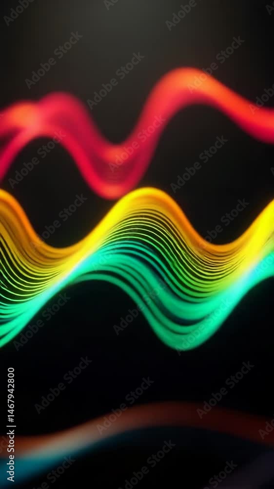 Aufkleber rainbow waves psychedelic rainbow lines video slow wave motion of bright planes made of lines on bla