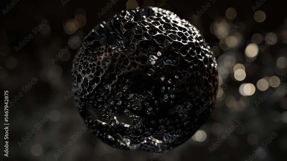 Poster abstract of black circle geometric fractal shapes on contemporary surface design express scene of se