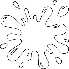 Small-scale flower shape formed by hollow ink outlines and symmetrical burst lines.