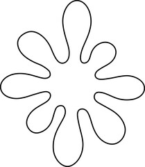 Obraz premium Splotch outline shaped with rounded petal-like segments emerging from a central point.