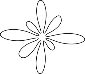 Petal-like star shape created with ink outlines in hollow contour style and symmetrical burst layout.