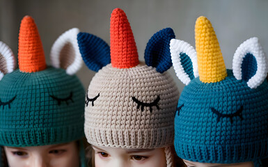 Colorful Handmade Yarn Unicorn Plush Caps for Kids &ndash; Perfect Gift