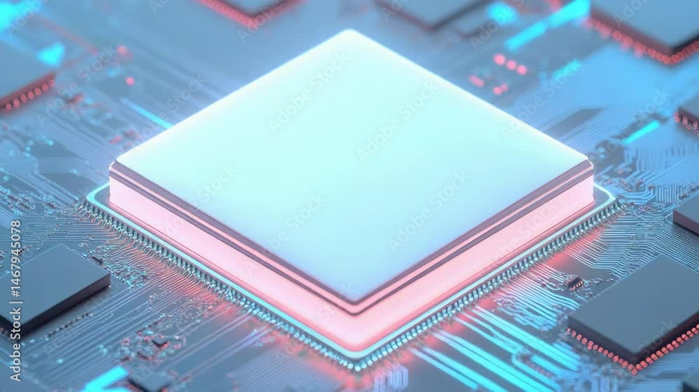 Aufkleber A close-up view of a computer chip on a motherboard, ideal for use in technology and electronics-related illustrations