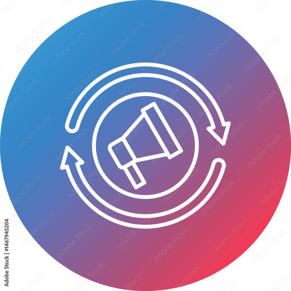 Poster remarketing line gradient circle background icon