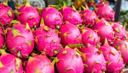 Fresh Pink Dragon Fruit Pile – Vibrant Tropical Exotic Pitaya at Market