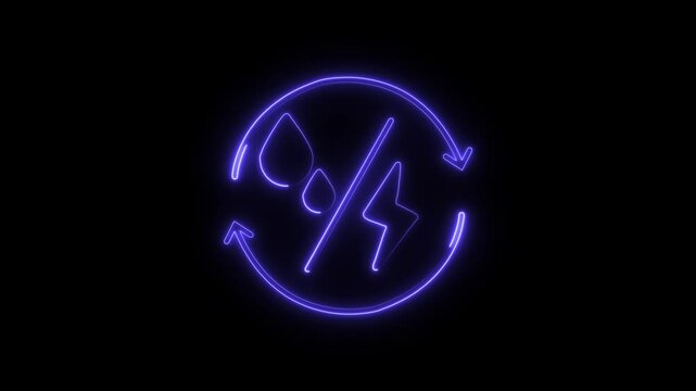 Glowing neon cogeneration icon isolated on black background. HD Video motion graphic animation