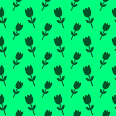 Green Tulip Floral Pattern Design Flower Pattern for Textile Print