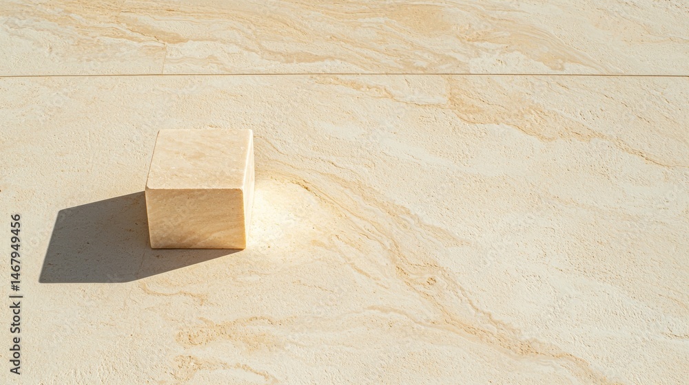Poster a light beige marble slab with a large rectangular block in the center.